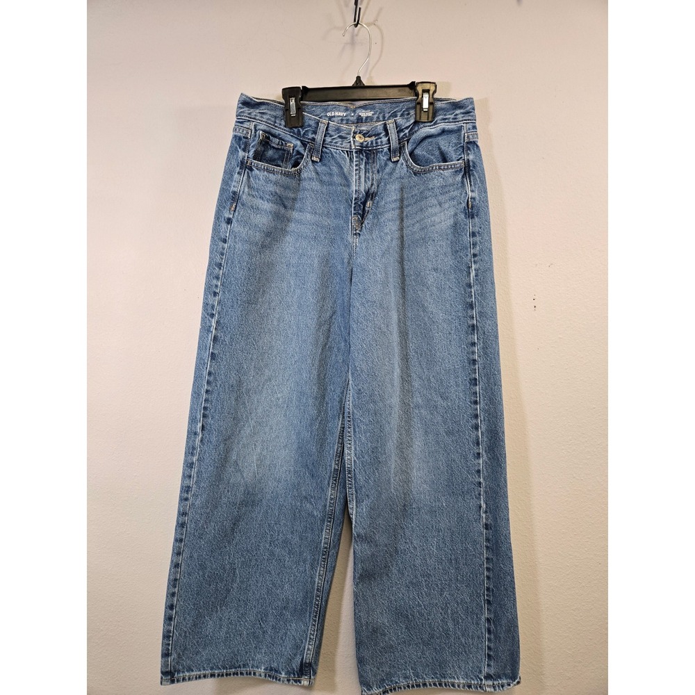 Old Navy Wow Baggy Wide Leg Mid-Rise Medium Wash Blue Jeans 6 - Picture 2 of 7